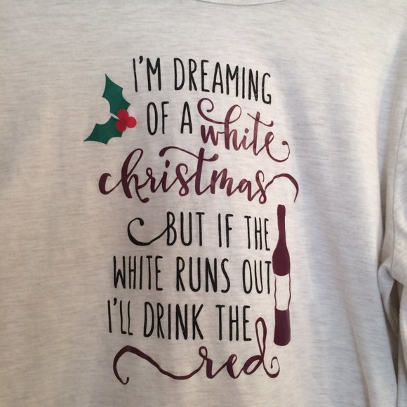 Christmas Long Sleeve Graphic Tee Wine! - Picture 5 of 7